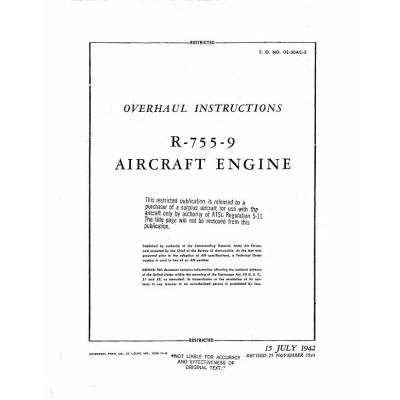 Jacobs R-755-9 Aircraft Engine Service Manual English