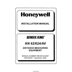 Bendix King KN-62/62A/64 KN 62 62A 64 Distance Measuring Equipment  Installation Manual 006-00144-0007