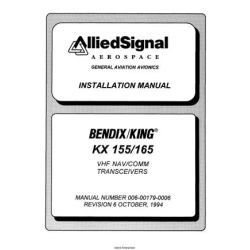Bendix King KX 155/165 VHF Nav/Comm Transceivers Installation Manual 006-00179-0006