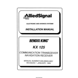 Bendix King KX 125 Communication Transceivers Installation Manual 006-00655-0001