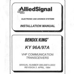 Bendix King KY 96A/97A VHF Communication Transceivers Installation Manual 006-00674-0003