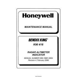 Bendix King KNI 416 KNI416 Radar Altimeter Indicator Maintenance Manual 006-15661-0004