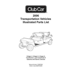 Club Car 2006 Villager-4-6-8 TransPorter-4-6 Gasoline and Electric Vehicles Illustrated Parts List 102907603