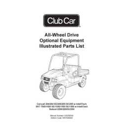 Club Car Carryall-294 XRT-1500 Bobcat-2200 All-Wheel Drive Optional Equipment Illustrated Parts List 103209030