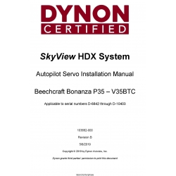Dynon Beechcraft Bonanza P35-V35BTC Skyview HDX System Autopilot Servo Installation Manual 103662-000 