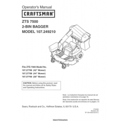 Sears Craftsman 107.249210 ZTS 7500 2-Bin Bagger Operator's Manual 2006