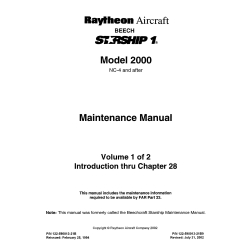 Beechcraft Starship 1 Model 2000 NC-4 and after Maintenance Manual ( Volume 1)122-590013-21B9