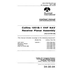 Collins 1051B-1 VHF NAV Receiver Planar Assembly Overhaul Manual with Illustrated Parts List 34-35-04