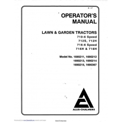 Allis Chalmers Model 1690211, 1690367 Speed 710-6 Operator's Manual