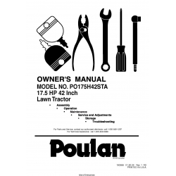 Poulan PO175H42STA 17.5 HP 42 Inch  Lawn Tractor Owner's Manual