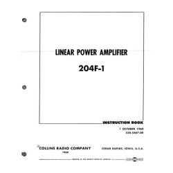 Collins 204F-1 Linear Power Amplifier 1960 Instruction Book 520-5867-00