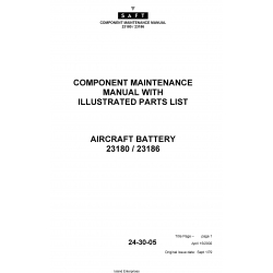 Saft Component Maintenance Manual with Illustrated Parts List Aircraft Battery 23180/23186