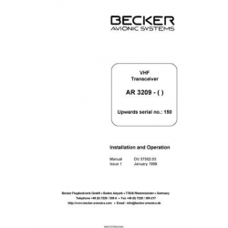 Becker Avionics VHF Transceiver AR 3209 Installation and Operation Manual 1999