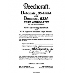 Beechcraft Debonair 35-C33A & Bonanza E33A E33C Acrobatic Pilot's Operating Handbook &  Airplane Flight Manual  33-590003-7B 33-590003-7B3