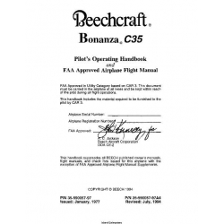 Beechcraft Bonanza C35 Pilot's Operating Handbook &  Airplane Flight Manual 35-590057-97 35-590057-97A4