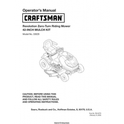 Sears Craftsman 33029 42-inch Mulch Kit Zero-Turn Riding Mower Operator's Manual 2009