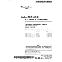 Collins TDR-94-94D ATC Mode S Transponder Component Maintenance Manual with IPL 34-50-91