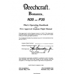 Beechcraft Bonanza N35 & P35 Pilot's Operating Handbook &  Airplane Flight Manual 35-590094-7 35-590094-7A5 