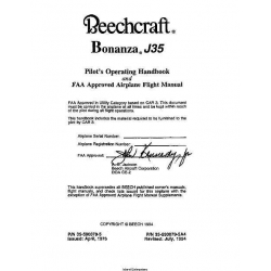 Beechcraft Bonanza J35 Pilot's Operating Handbook &  Airplane Flight Manual 35-590079-5 35-590079-5A4