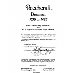 Beechcraft Bonanza K35 & M35 Pilot's Operating Handbook &  Airplane Flight Manual 35-590086-3B 35-590086-3B4