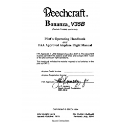 Beechcraft Bonanza V35B (Serials D-9948 and After) Pilot's Operating Handbook &  Airplane Flight Manual 35-590118-29A12