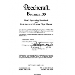 Beechcraft Bonanza 35 Pilot's Operating Handbook Airplane Flight Manual 35-590049-103 35-590049-103A3 
