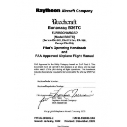 Beechcraft Bonanza B36TC Turbocharged Pilot's Operating Handbook and  Airplane Flight Manual 36-590006-3 36-590006-3A9 