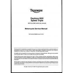 Triumph Daytona 955i and Speed Triple Service Manual Part Number 3850595