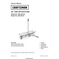 Sears Craftsman 486.24316 40" Tine Dethatcher Owner's Manual 2008