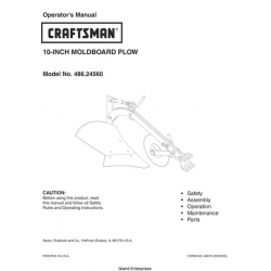 Sears Craftsman 486.24560 10-inch Moldboard Plow Operator's Manual 2009