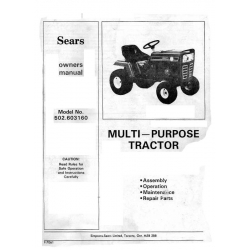 502.603160 16 HP Multi-Purpose Tractor Owner's Manual Sears