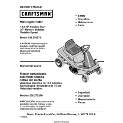Sears Craftsman 536.270270 13.5HP 30" Mower Mid-Engine Rider Operator's Manual