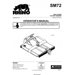 Rhino SM72 Skid Steer Rotary Mower Owner's Manual Part No. 0777511C