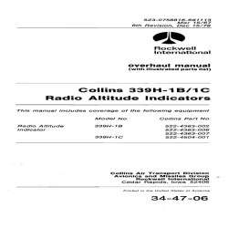 Collins 339H-1B,1C Radio Altitude Indicators 1967 Overhaul Manual With IPL 34-47-06