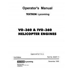 Lycoming Operator's Manual Part # 60297-11 VO-360 & IVO-360 1999 (2nd Edition)