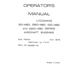 Lycoming Operator's Manual Part # 60297-14-2 GO, IGO, GSO, IGSO-480 Series