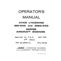 Lycoming Operator's Manual Part # 60297-15-1 IGO-IGSO-540 Series
