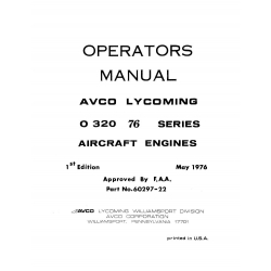 Lycoming O-320, 76 Series Operator's Manual Part # 60297-22-1 