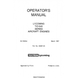 Lycoming Operator's Manual Part # 60297-23-8 TIO-540 Series