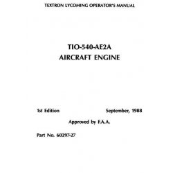 Lycoming Operator's Manual Part # 60297-27-2 TIO-540-AE2A