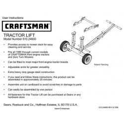 Sears Craftsman 610.24600 Tractor Lift User Instructions 2008