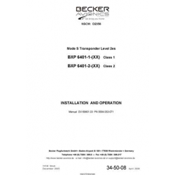 Becker Avionics Mode S Transponder Level 2es BXP 6401-1,BXP 6401-2 Installation and Operation Manual 2005