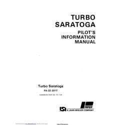 Piper Turbo Saratoga PA-32-301T Pilot's Information Manual Part # 761-729