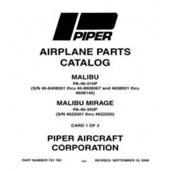 Piper Malibu & Malibu Mirage Parts Catalog PA-46-310P PA-46-350P $13.95 Part # 761-782