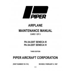 Piper Seneca III/IV Maintenance Manual PA-34-220T Part # 761-751