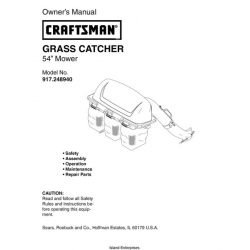 Sears Craftsman 917.248940 54" Mower Grass Catcher Owner's Manual