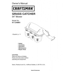 Sears Craftsman 917.248961 54" Mower Grass Catcher Owner's Manual