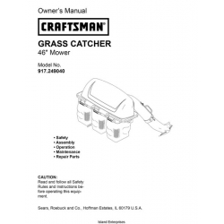 Sears Craftsman 917.249040 46" Mower Grass Catcher Owner's Manual