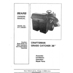 Sears Craftsman 917.249391 38" Mower Grass Catcher Owner's Manual