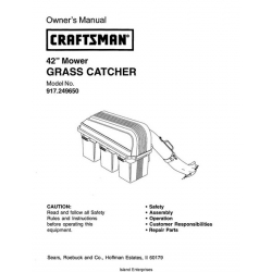 Sears Craftsman 917.249650 42" Mower Grass Catcher Owner's Manual